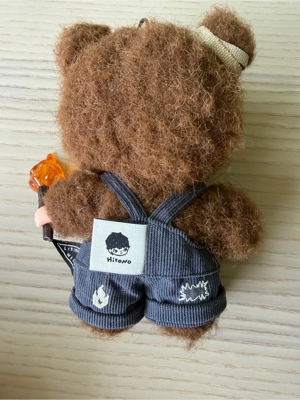 POP MART Hirono Plush Doll Figure Bear Costume Torch Keychain Pendant Art Toy